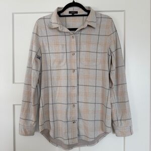 Quince Stretch Sweater Plaid Button Up Top